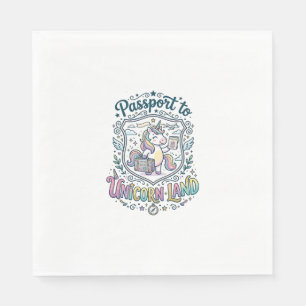 Unicorn Passport to Unicorn Land White Background  Napkin