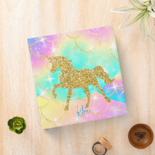 unicorn pastel colors  binder