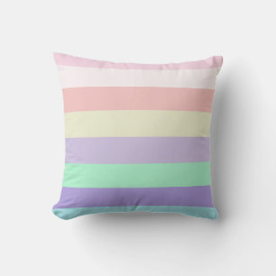 Unicorn Pastel Colour Stripes Throw Pillow