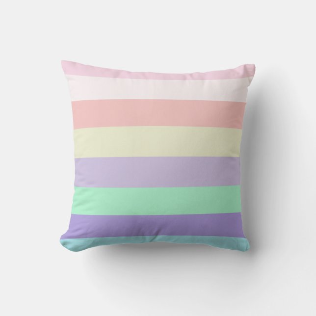 Unicorn Pastel Colour Stripes  Throw Pillow (Front)