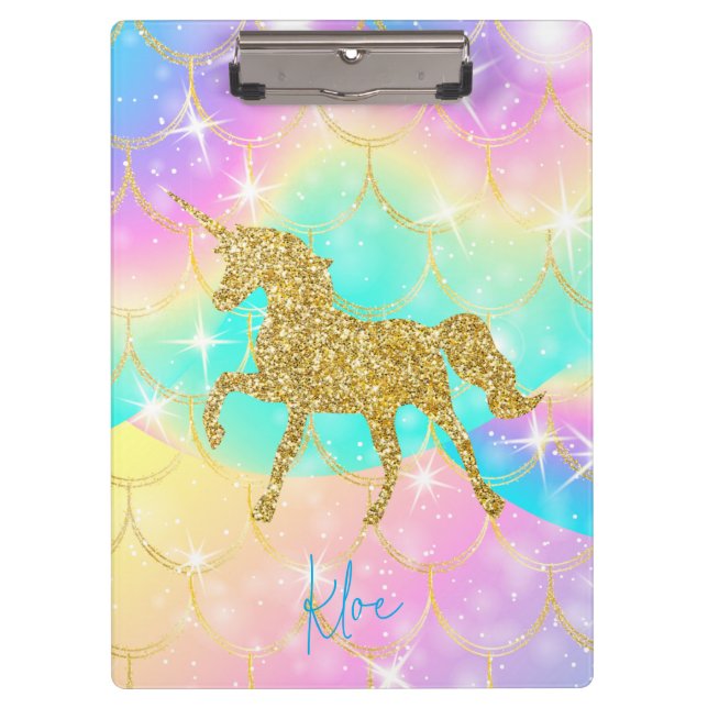 unicorn pastel colours  clipboard (Front)