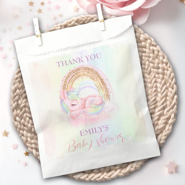 Unicorn Pastel Gold Rainbow Baby Shower Favour Bag (Unicorn Pastel Gold Rainbow Baby Shower Favor Bag)