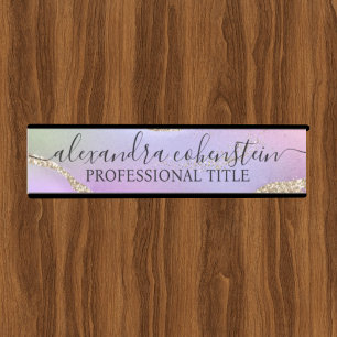 Unicorn Pastel Marble Agate Office Door Sign