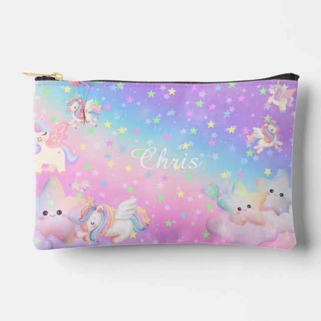 Unicorn Pastel Pink Accessory Pouch (Front)