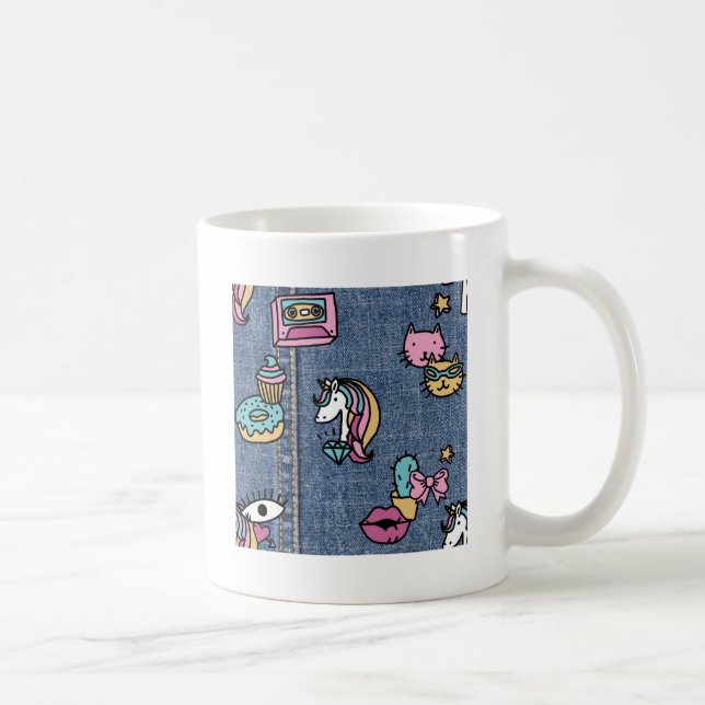 unicorn patches denim coffee mug (Right)