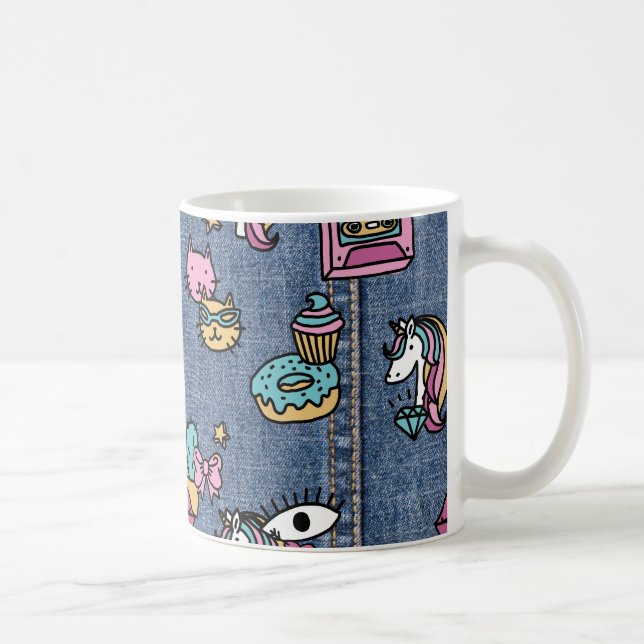 unicorn patches denim coffee mug (Right)