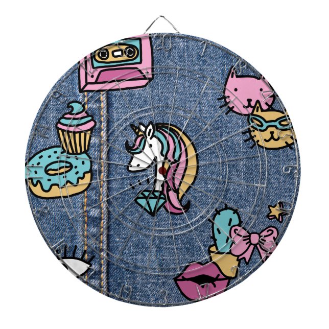 unicorn patches denim dartboard (Front)