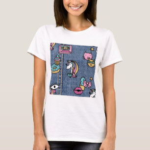 unicorn patches denim T-Shirt