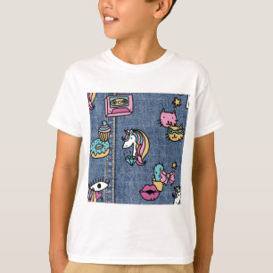 unicorn patches denim T-Shirt