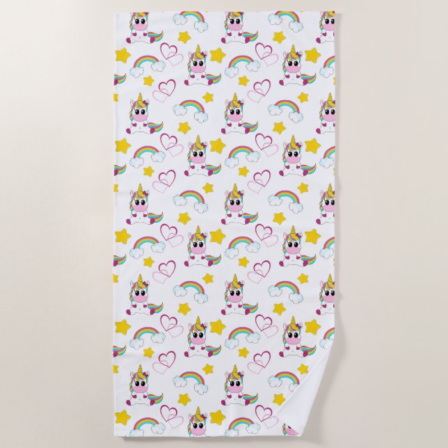 Unicorn pattern beach towel (Front)
