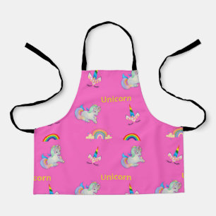 Unicorn pattern on pink apron