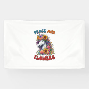 Unicorn Peace And Flowers Floral Flower Crown Tank Banner