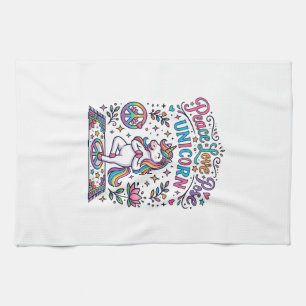 Unicorn Peace Love Pose Unicorn White Background S Kitchen Towel