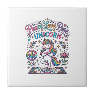 Unicorn Peace Love Pose Unicorn White Background S Tile