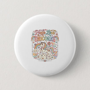 Unicorn Peace Love Unicorns Adorable Vector Design 2 Inch Round Button