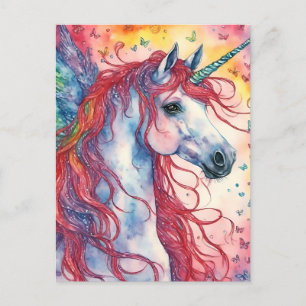 Unicorn Pegasus Butterflies Postcard