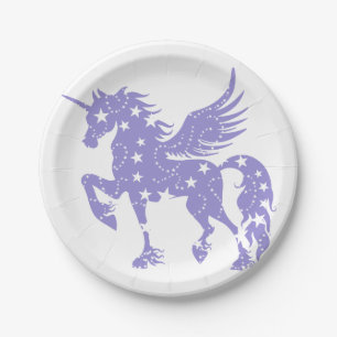 Unicorn  pegasus - Choose background color Paper Plate