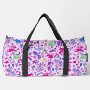 unicorn pegasus horse rainbow doodle duffle bag