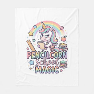 Unicorn Pencilcorn School Magic Adorable Sticker a Fleece Blanket