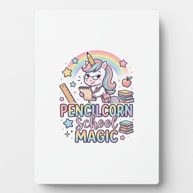 Unicorn Pencilcorn School Magic Adorable Sticker a Plaque (Front)