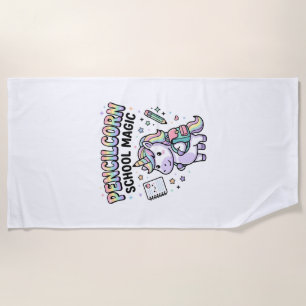 Unicorn Pencilcorn School Magic Charming Merch Des Beach Towel