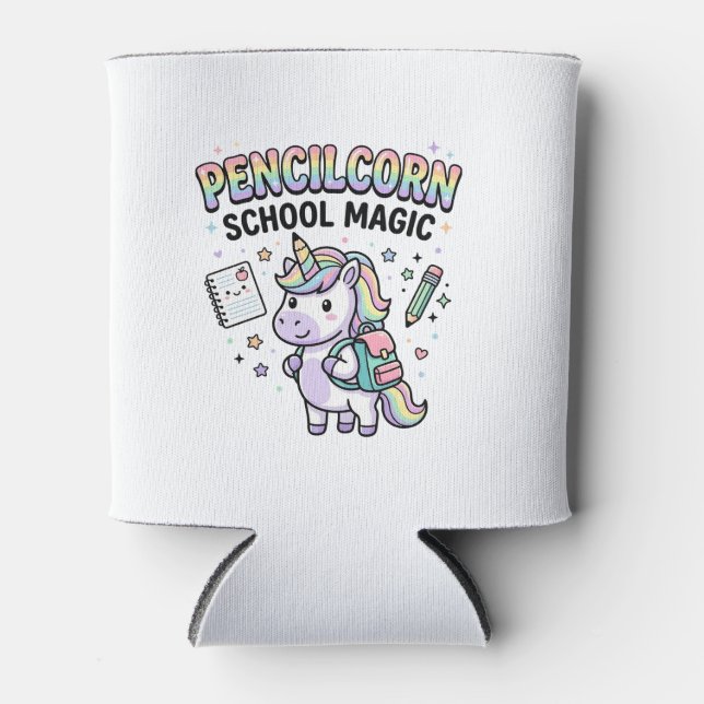 Unicorn Pencilcorn School Magic Charming Merch Des Can Cooler (Front)