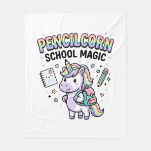 Unicorn Pencilcorn School Magic Charming Merch Des Fleece Blanket