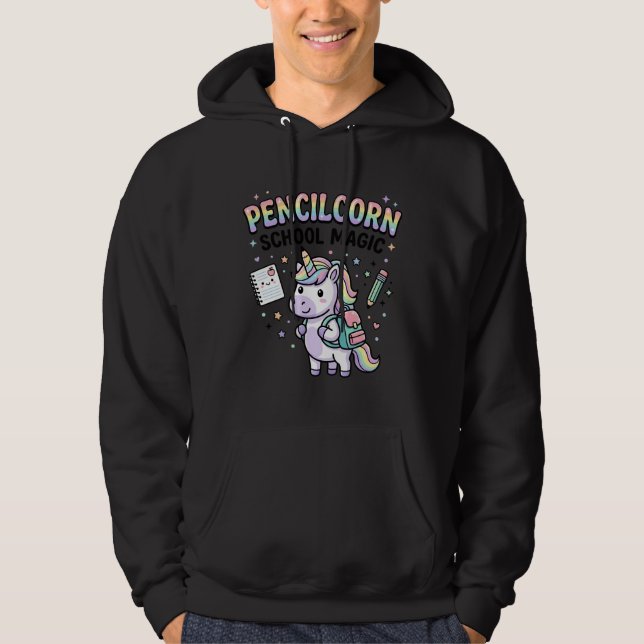 Unicorn Pencilcorn School Magic Charming Merch Des Hoodie (Front)