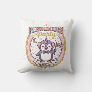 Unicorn Penguicorn Party POD Ready Zazzle Design_1 Throw Pillow