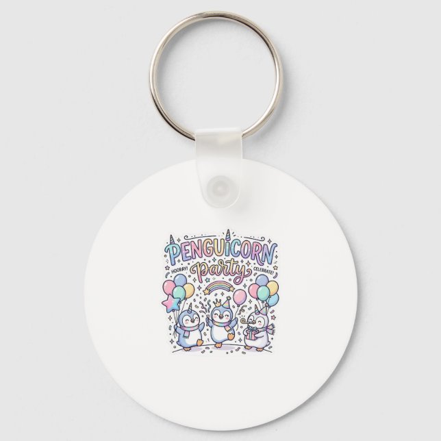 Unicorn Penguicorn Party Premium Vector Vector Des Keychain (Front)
