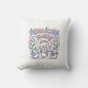 Unicorn Penguicorn Party Premium Vector Vector Des Throw Pillow