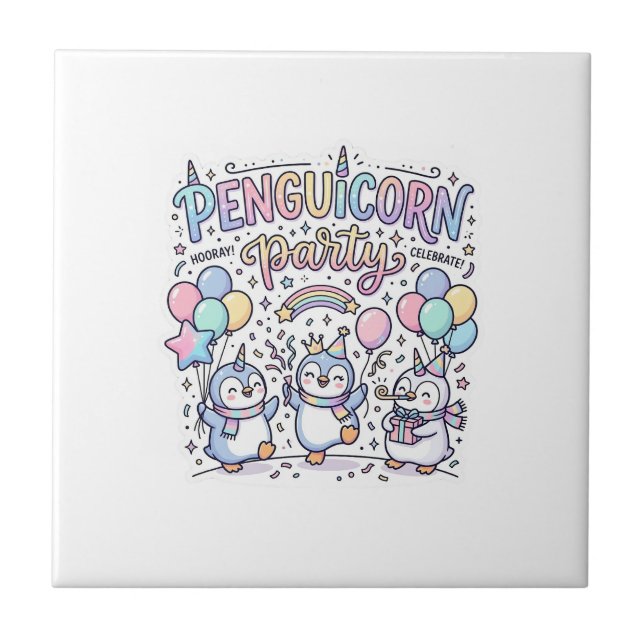 Unicorn Penguicorn Party Premium Vector Vector Des Tile (Front)