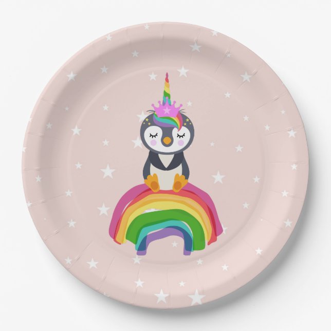 Unicorn penguin paper plate (Front)