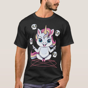 Unicorn Pentagram Gothic Magical Blackcraft Goth H T-Shirt