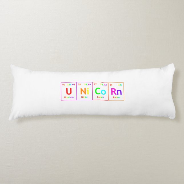 UNiCoRn Periodic Table Elements Word Rainbow Body Pillow (Front)