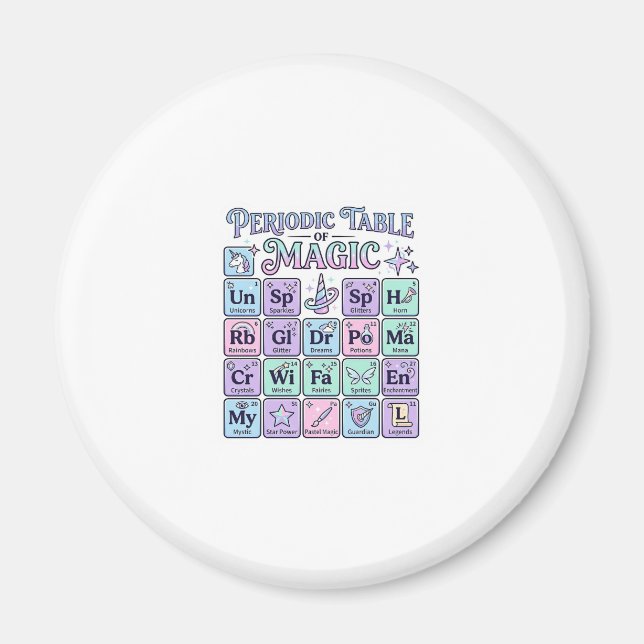 Unicorn Periodic Table of Magic Graphic Design Mer Magnet (Front)