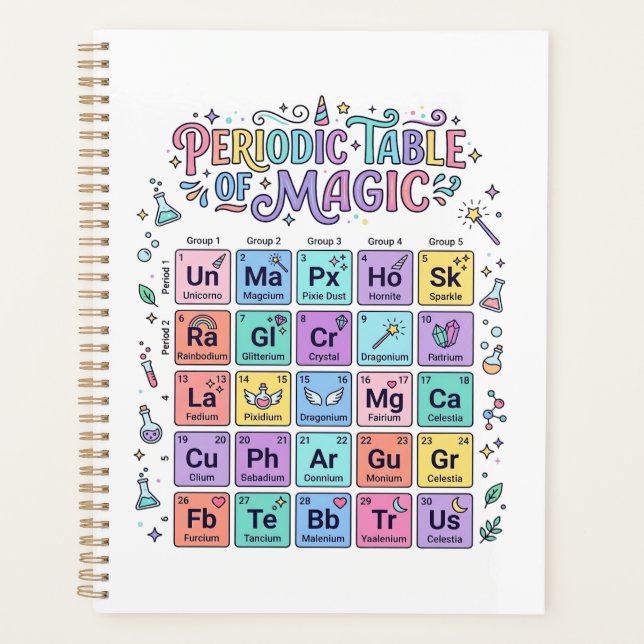 Unicorn Periodic Table of Magic Trendy Cute Gift D Planner (Front)
