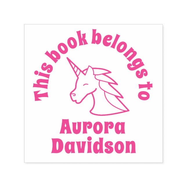 Unicorn personalize girls name kids library stamp (Design)