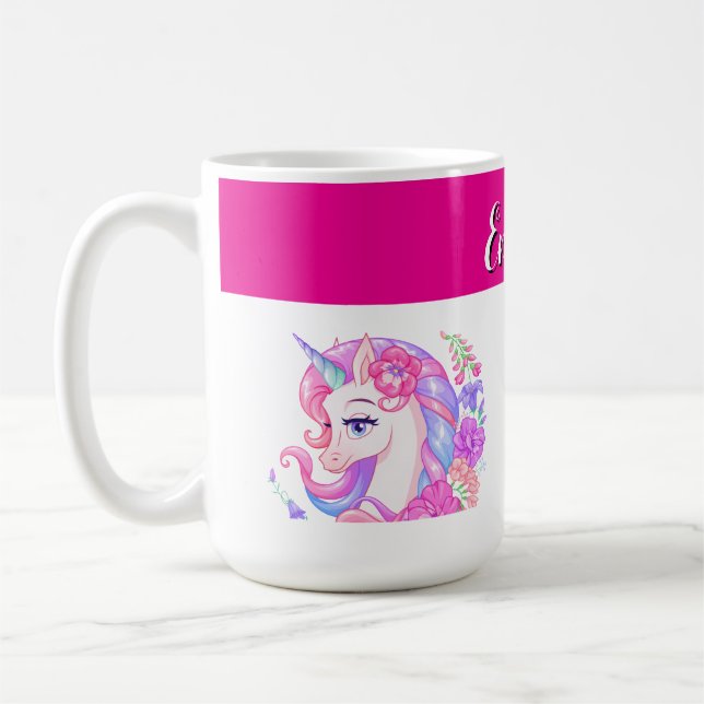 unicorn & personalize your name  coffee mug (Left)
