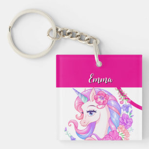 unicorn & personalize your name keychain