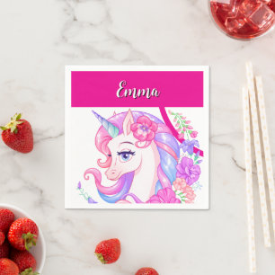 unicorn & personalize your name napkin