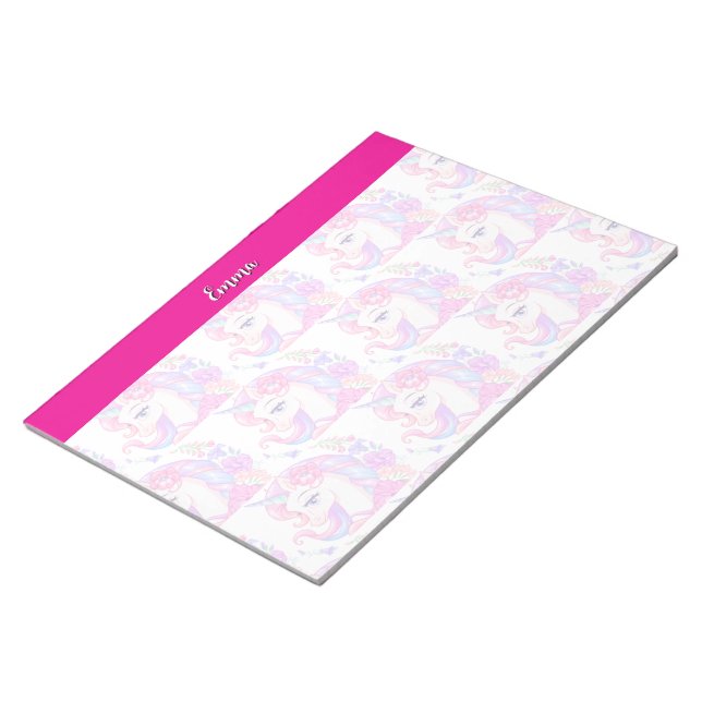 unicorn & personalize your name  notepad (Angled)