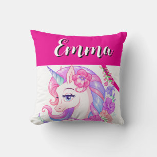 unicorn & personalize your name throw pillow