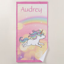 Unicorn Personalized  Beach Towel