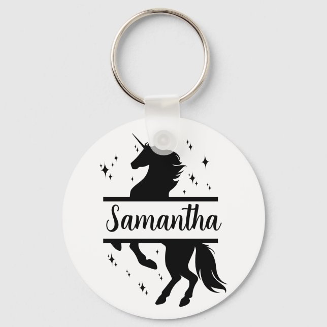 Unicorn Personalized Button Keychain (Front)
