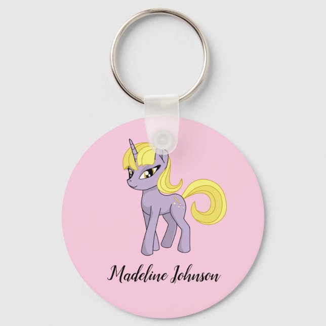 Unicorn Personalized Girls Keychain (Front)