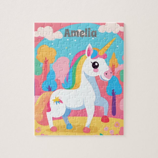 Unicorn Personalized Kids Jigsaw Puzzle (Vertical)
