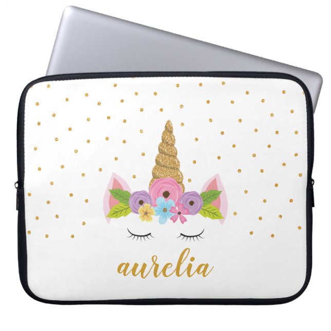 Unicorn Personalized Laptop Sleeve | Custom Colour (Front)