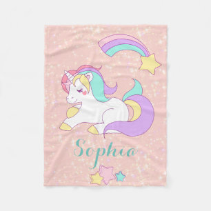 Unicorn Personalized Magical Glitter Fleece Blanket