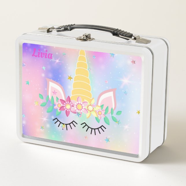 Unicorn Personalized  metal lunch box (Front)